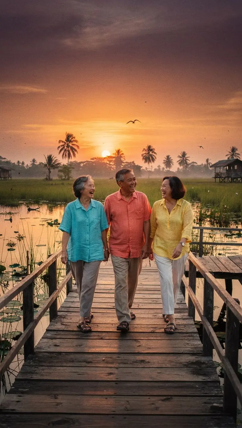 การฝึกซ้อมกลุ่มผู้สูงอายุในสตูดิโอที่มีแสงสว่าง