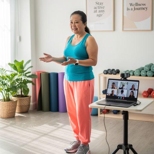 ผู้หญิงวัยทองที่ทำการฝึกหายใจลึก ๆ เพื่อการผ่อนคลาย